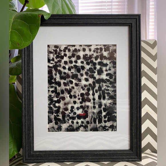 Other - Abstract Acrylic Original Painting On Canvas Paper 9X12 Wall Art Black red